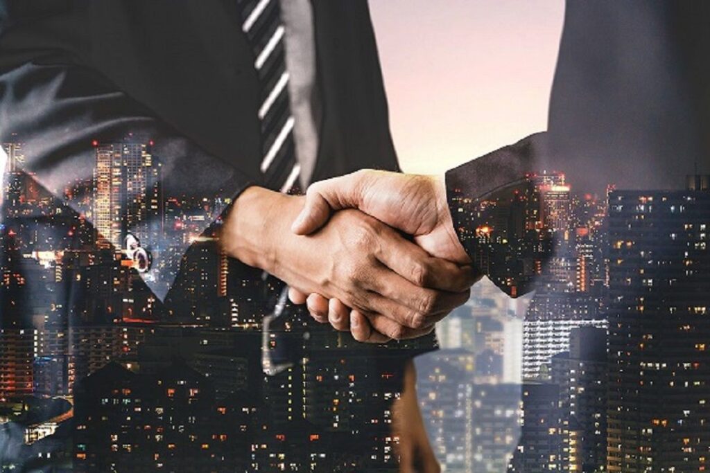double exposure image of business and finance